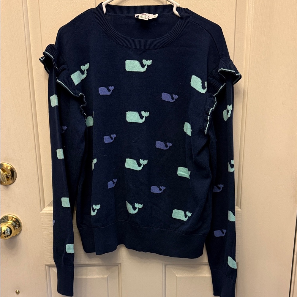 Vineyard Vines Navy Sweater with Mint Whale